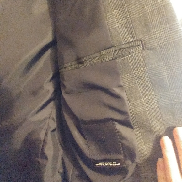 H&M Dark Gray Checked Blazer Jacket Muscle Fit in Super Skinny - Picture 10 of 14